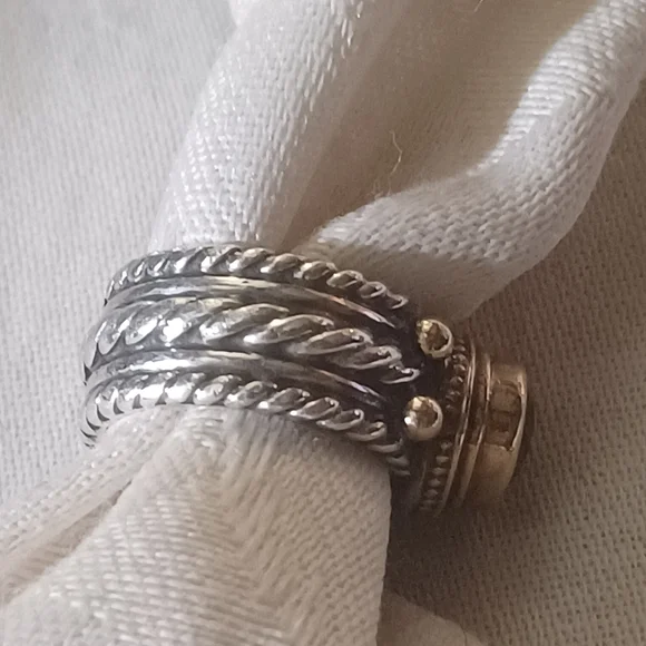 Reve Oval Peridot Ring in Sterling Silver and 14k, Size 6 - Picture 4 of 13